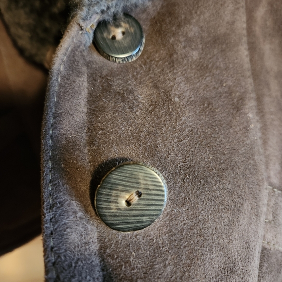 SAWYER OF NAPA VINTAGE BROWN LEATHER WOOL SHEARLING COAT JACKET SIZE 4 SIZE 6 - Picture 8 of 15